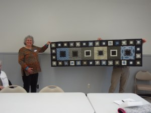 Beautiful runner with some Parson Grey fabric. Designer is David Butler, Amy Butler's hubby.