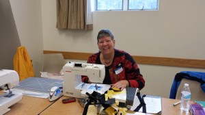 Carmen, working on her wedge table runner