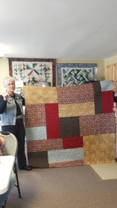 The modern geometric back of Eleanor's quilt.