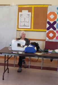 Sandy bought a new small Husqvarna Viking! So much easier to carry around than the BIG HV! Yeah, Sandy! Thanks, for taking minutes!